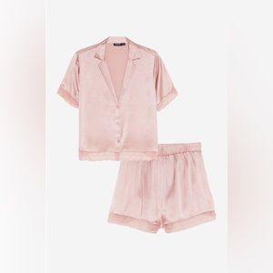 NWOT Nasty Gal Lace Trim Shirt and Shorts‎ Pajama Set